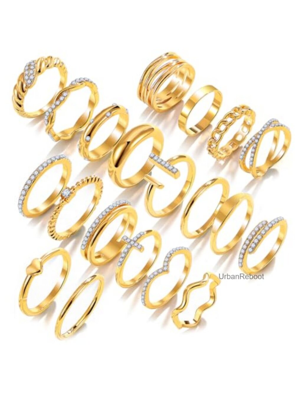 Gold Stackable Rings Set for Women Stacking Midi Knuckle Statement Rings - Picture 2 of 6